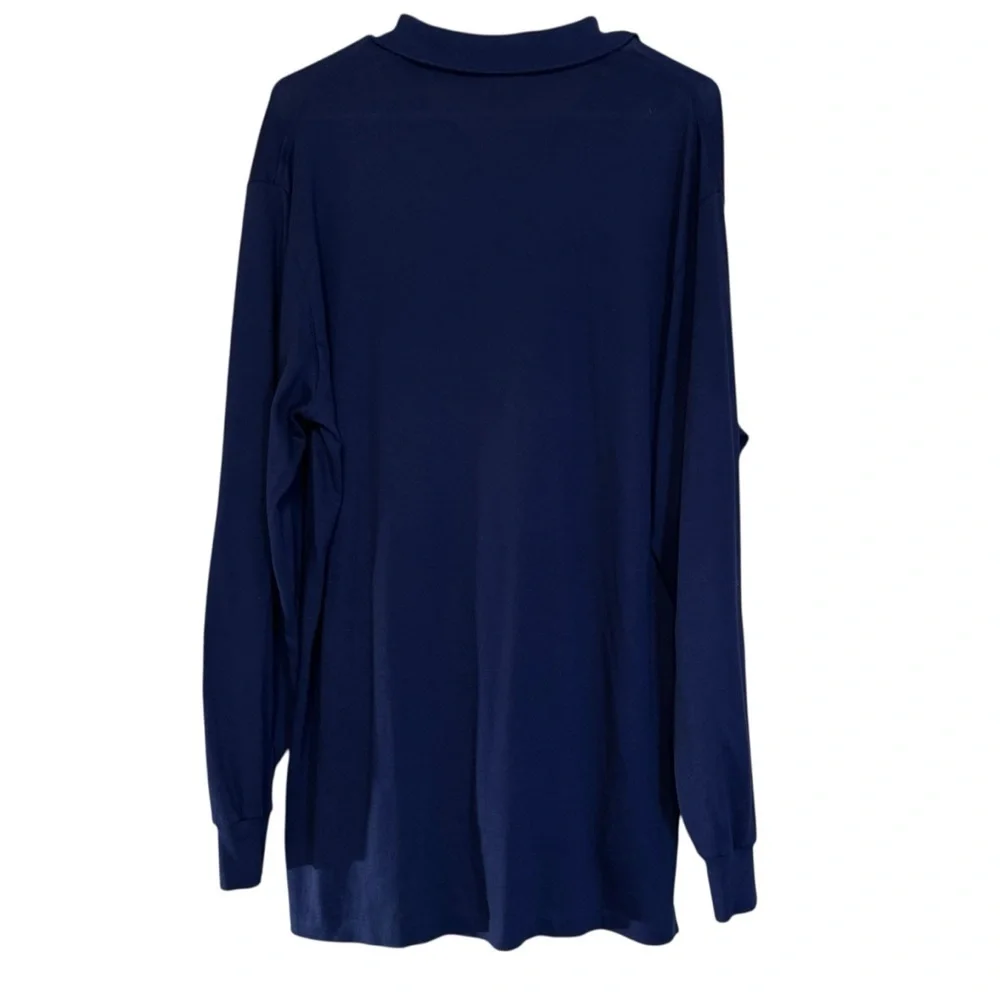 Polo Ralph Lauren Men Navy Blue Long Sleeve Cotton Polo Shirt Size Large
